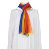 imageuxcell Long Chiffon Lightweight Sheer Wedding Scarf Silky Gradient Color Party Shawl Spring Summer Beach Wrap for WomenRed Yellow Green Blue