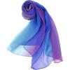 imageuxcell Long Chiffon Lightweight Sheer Wedding Scarf Silky Gradient Color Party Shawl Spring Summer Beach Wrap for WomenRoyal Blue