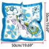 imageuxcell Women Small Square Scarf Scarves Leopard Printed Striped Polka Dots Pattern Kerchief NeckerchiefBlue White Flower