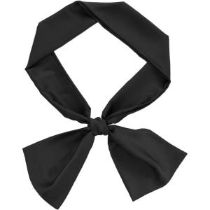 imageAllegra K 6quot ExtraWide Silky Solid Color Long Scarves Ribbon Neckerchief Neck Wraps for WomenBlack