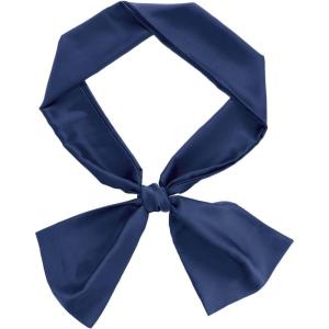 imageAllegra K 6quot ExtraWide Silky Solid Color Long Scarves Ribbon Neckerchief Neck Wraps for WomenNavy Blue