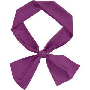 imageAllegra K 6quot ExtraWide Silky Solid Color Long Scarves Ribbon Neckerchief Neck Wraps for WomenPurple