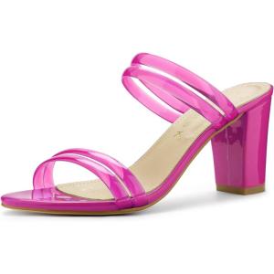 imageAllegra K Womens Clear Strappy Slides Mules Hot Pink Block High Heel Sandal 55 M US