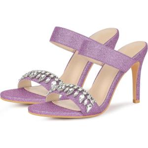 imageAllegra K Womens Glitter Rhinestone Stiletto Heels SandalsPurple