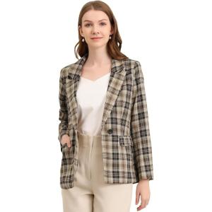 imageAllegra K Womens Notched Lapel One Button Boyfriend Blazer Suit Houndstooth Work Office Blazers JacketBrown Black