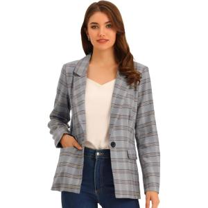 imageAllegra K Womens Notched Lapel One Button Boyfriend Blazer Suit Houndstooth Work Office Blazers JacketGrey Blue