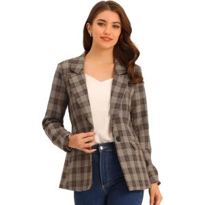 imageAllegra K Womens Notched Lapel One Button Boyfriend Blazer Suit Houndstooth Work Office Blazers JacketLight Brown