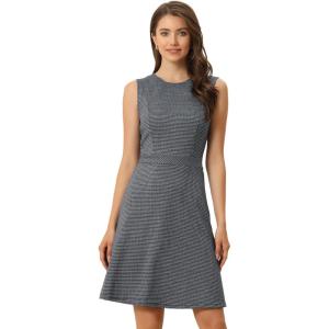 imageAllegra K Womens Plaid Dress Sleeveless A Line Vintage Houndstooth Work DressesNavy Blue