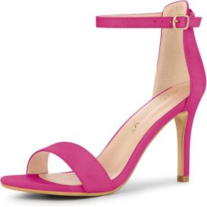 imageAllegra K Womens Suede Ankle Strap High Stiletto Heel SandalsHot Pink