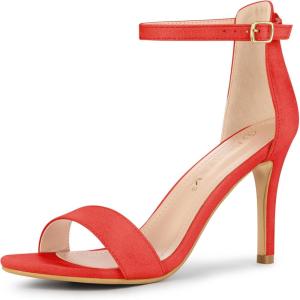 imageAllegra K Womens Suede Ankle Strap High Stiletto Heel SandalsOrange
