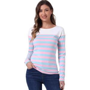 imageAllegra K womens CasualBlue Pink Stripe