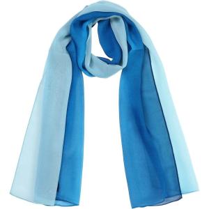 imageuxcell Long Chiffon Lightweight Sheer Wedding Scarf Silky Gradient Color Party Shawl Spring Summer Beach Wrap for WomenDark Light Blue