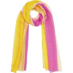 imageuxcell Long Chiffon Lightweight Sheer Wedding Scarf Silky Gradient Color Party Shawl Spring Summer Beach Wrap for WomenFuchsia Yellow