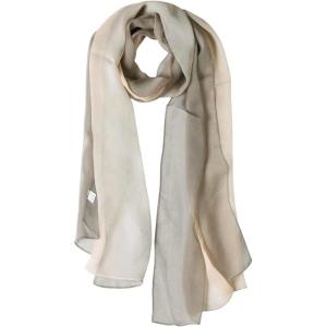 imageuxcell Long Chiffon Lightweight Sheer Wedding Scarf Silky Gradient Color Party Shawl Spring Summer Beach Wrap for WomenGray Beige