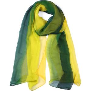 imageuxcell Long Chiffon Lightweight Sheer Wedding Scarf Silky Gradient Color Party Shawl Spring Summer Beach Wrap for WomenGreen