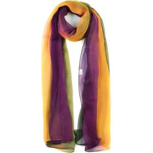 imageuxcell Long Chiffon Lightweight Sheer Wedding Scarf Silky Gradient Color Party Shawl Spring Summer Beach Wrap for WomenGreen Yellow Purple