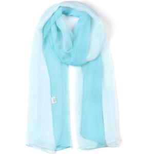 imageuxcell Long Chiffon Lightweight Sheer Wedding Scarf Silky Gradient Color Party Shawl Spring Summer Beach Wrap for WomenLight Blue