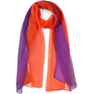 imageuxcell Long Chiffon Lightweight Sheer Wedding Scarf Silky Gradient Color Party Shawl Spring Summer Beach Wrap for WomenOrange Purple