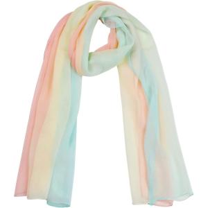 imageuxcell Long Chiffon Lightweight Sheer Wedding Scarf Silky Gradient Color Party Shawl Spring Summer Beach Wrap for WomenPale Pink Yellow Blue