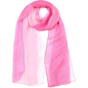 imageuxcell Long Chiffon Lightweight Sheer Wedding Scarf Silky Gradient Color Party Shawl Spring Summer Beach Wrap for WomenPink