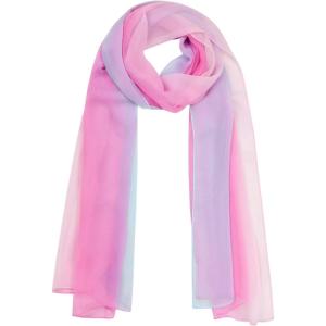 imageuxcell Long Chiffon Lightweight Sheer Wedding Scarf Silky Gradient Color Party Shawl Spring Summer Beach Wrap for WomenPink Blue
