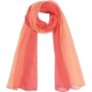 imageuxcell Long Chiffon Lightweight Sheer Wedding Scarf Silky Gradient Color Party Shawl Spring Summer Beach Wrap for WomenRed Orange