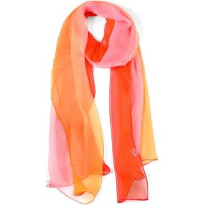 imageuxcell Long Chiffon Lightweight Sheer Wedding Scarf Silky Gradient Color Party Shawl Spring Summer Beach Wrap for WomenRed Orange Pink