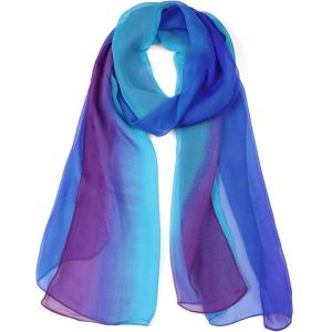 imageuxcell Long Chiffon Lightweight Sheer Wedding Scarf Silky Gradient Color Party Shawl Spring Summer Beach Wrap for WomenRoyal Blue