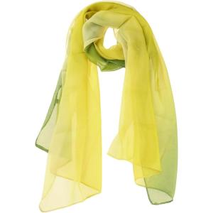 imageuxcell Long Chiffon Lightweight Sheer Wedding Scarf Silky Gradient Color Party Shawl Spring Summer Beach Wrap for WomenYellow