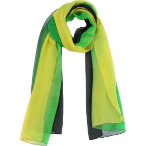 imageuxcell Long Chiffon Lightweight Sheer Wedding Scarf Silky Gradient Color Party Shawl Spring Summer Beach Wrap for WomenYellow Green Black