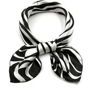 imageuxcell Women Small Square Scarf Scarves Leopard Printed Striped Polka Dots Pattern Kerchief NeckerchiefBlack White Zebra Pattern