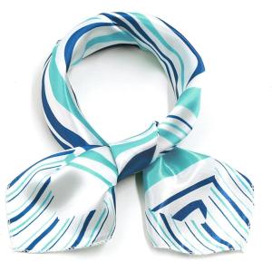 imageuxcell Women Small Square Scarf Scarves Leopard Printed Striped Polka Dots Pattern Kerchief NeckerchiefBlue White Novelty