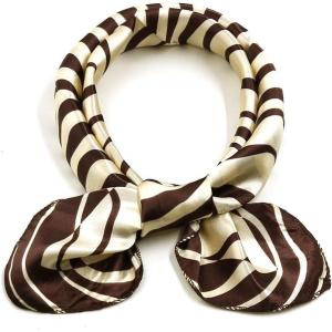 imageuxcell Women Small Square Scarf Scarves Leopard Printed Striped Polka Dots Pattern Kerchief NeckerchiefBrown Beige