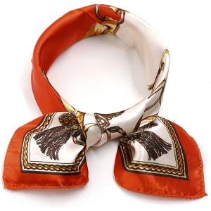 imageuxcell Women Small Square Scarf Scarves Leopard Printed Striped Polka Dots Pattern Kerchief NeckerchiefOrange Red White