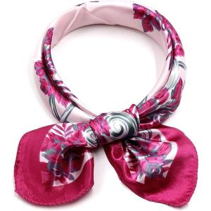 imageuxcell Women Small Square Scarf Scarves Leopard Printed Striped Polka Dots Pattern Kerchief NeckerchiefPink Floral