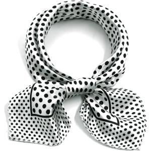 imageuxcell Women Small Square Scarf Scarves Leopard Printed Striped Polka Dots Pattern Kerchief NeckerchiefWhite Black Dots