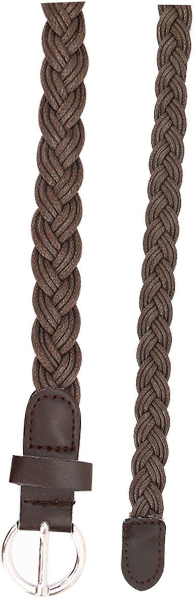 imageuxcell Women Skinny Braided Belt Adjustable Pin Buckle Weave CasualBrown
