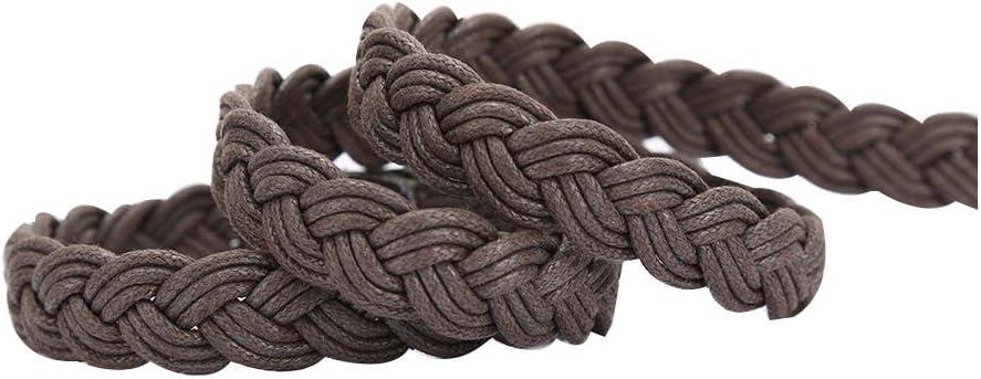 imageuxcell Women Skinny Braided Belt Adjustable Pin Buckle Weave CasualBrown