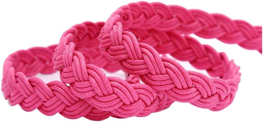imageuxcell Women Skinny Braided Belt Adjustable Pin Buckle Weave CasualPink