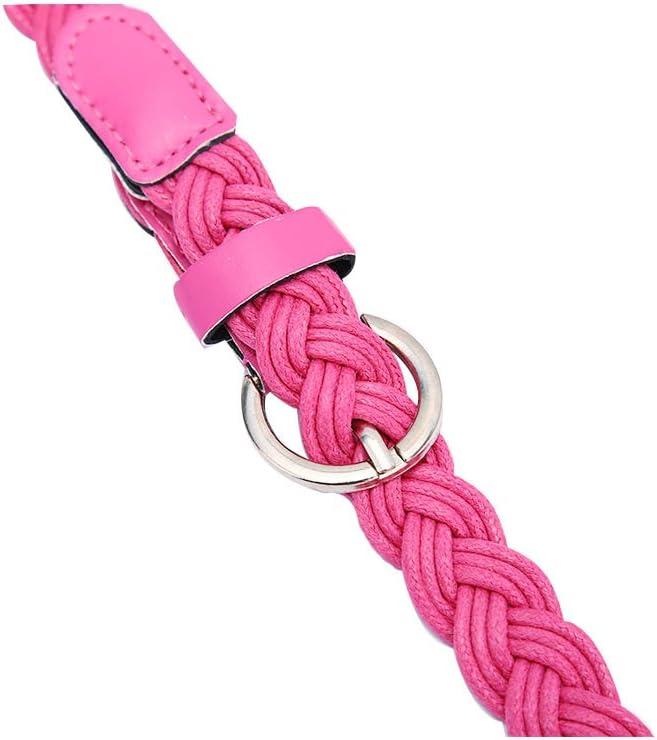 imageuxcell Women Skinny Braided Belt Adjustable Pin Buckle Weave CasualPink