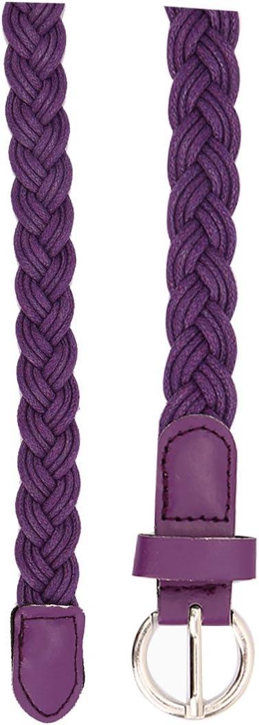 imageuxcell Women Skinny Braided Belt Adjustable Pin Buckle Weave CasualPurple