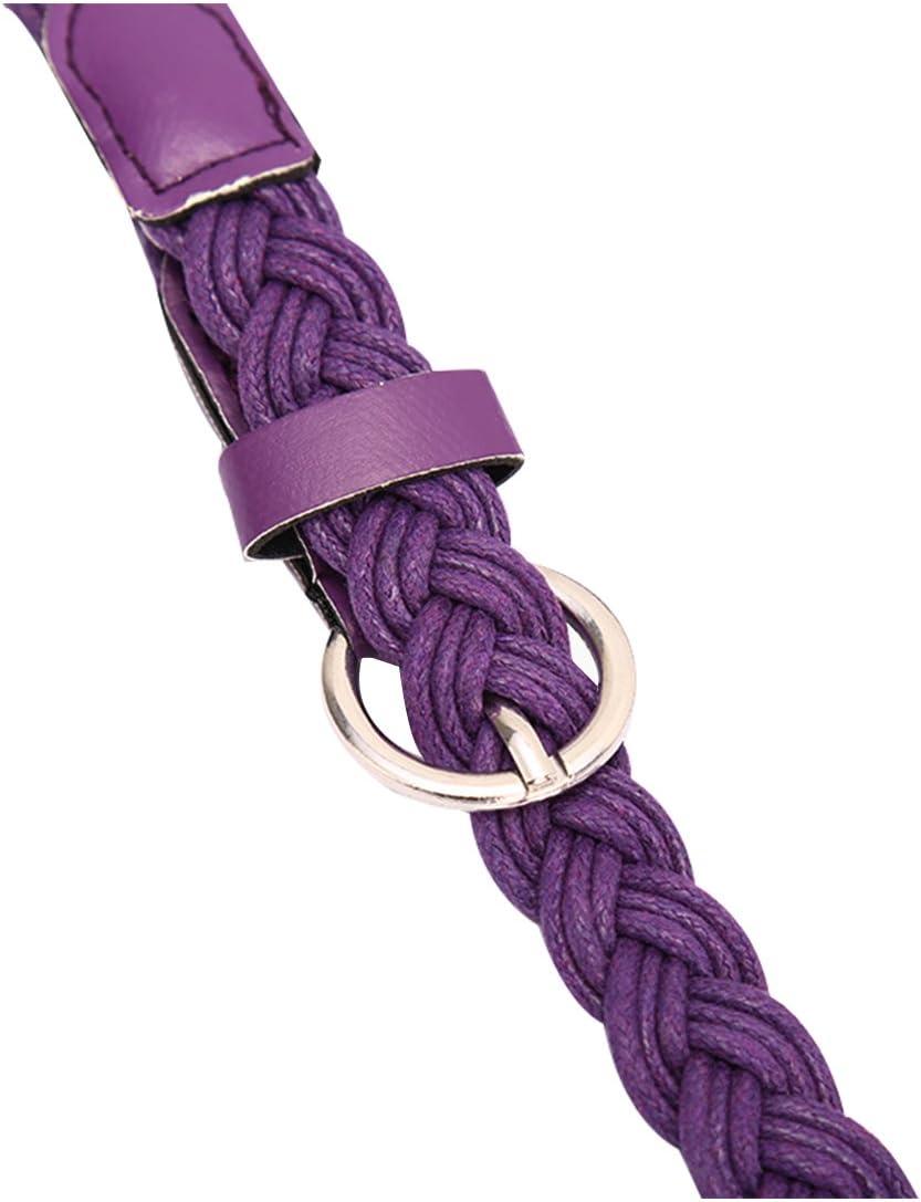 imageuxcell Women Skinny Braided Belt Adjustable Pin Buckle Weave CasualPurple