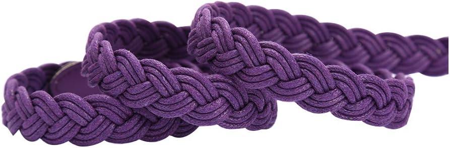 imageuxcell Women Skinny Braided Belt Adjustable Pin Buckle Weave CasualPurple