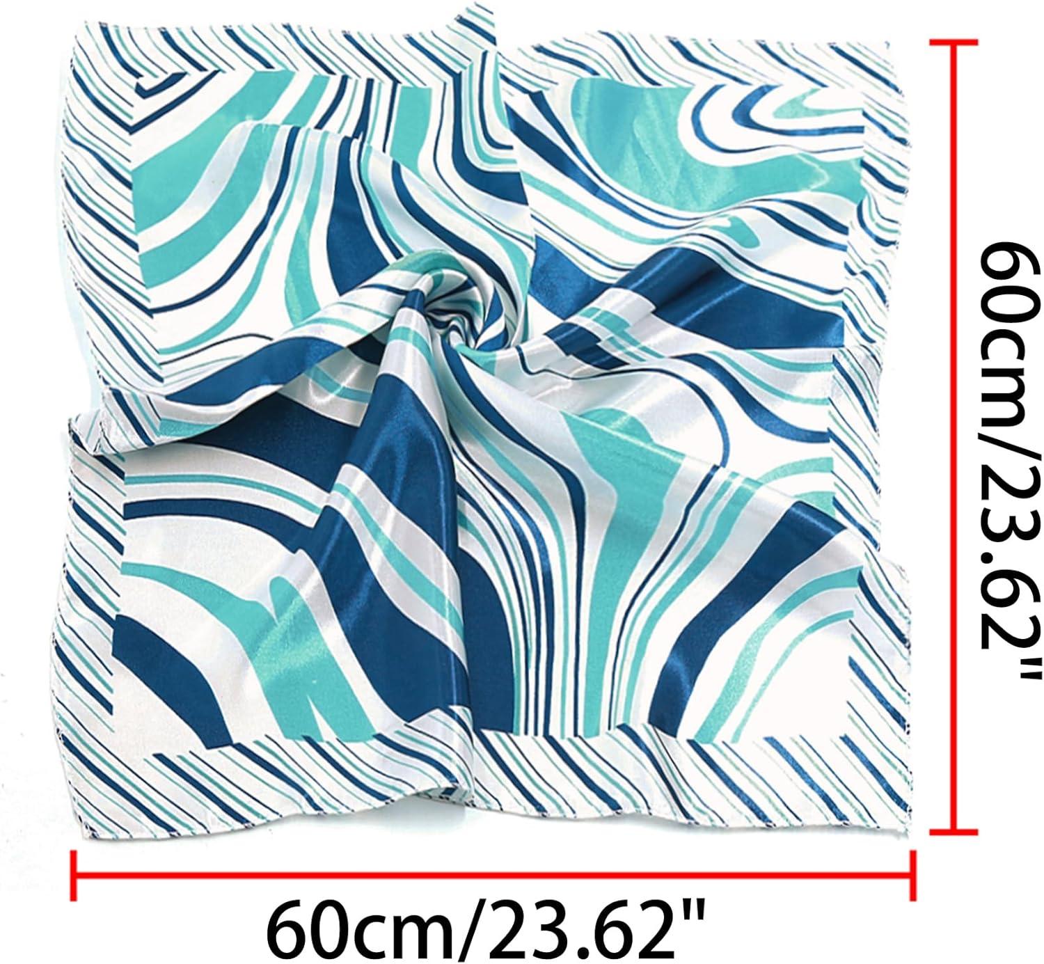 imageuxcell Women Small Square Scarf Scarves Leopard Printed Striped Polka Dots Pattern Kerchief NeckerchiefBlue White Novelty