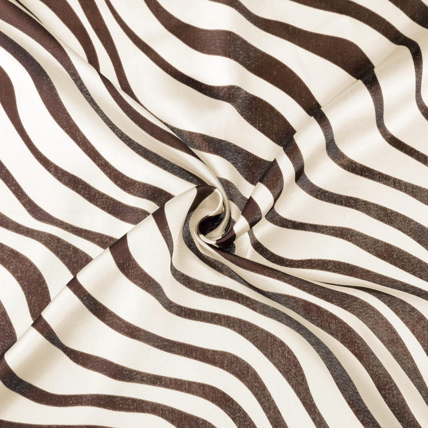 imageuxcell Women Small Square Scarf Scarves Leopard Printed Striped Polka Dots Pattern Kerchief NeckerchiefBrown Beige