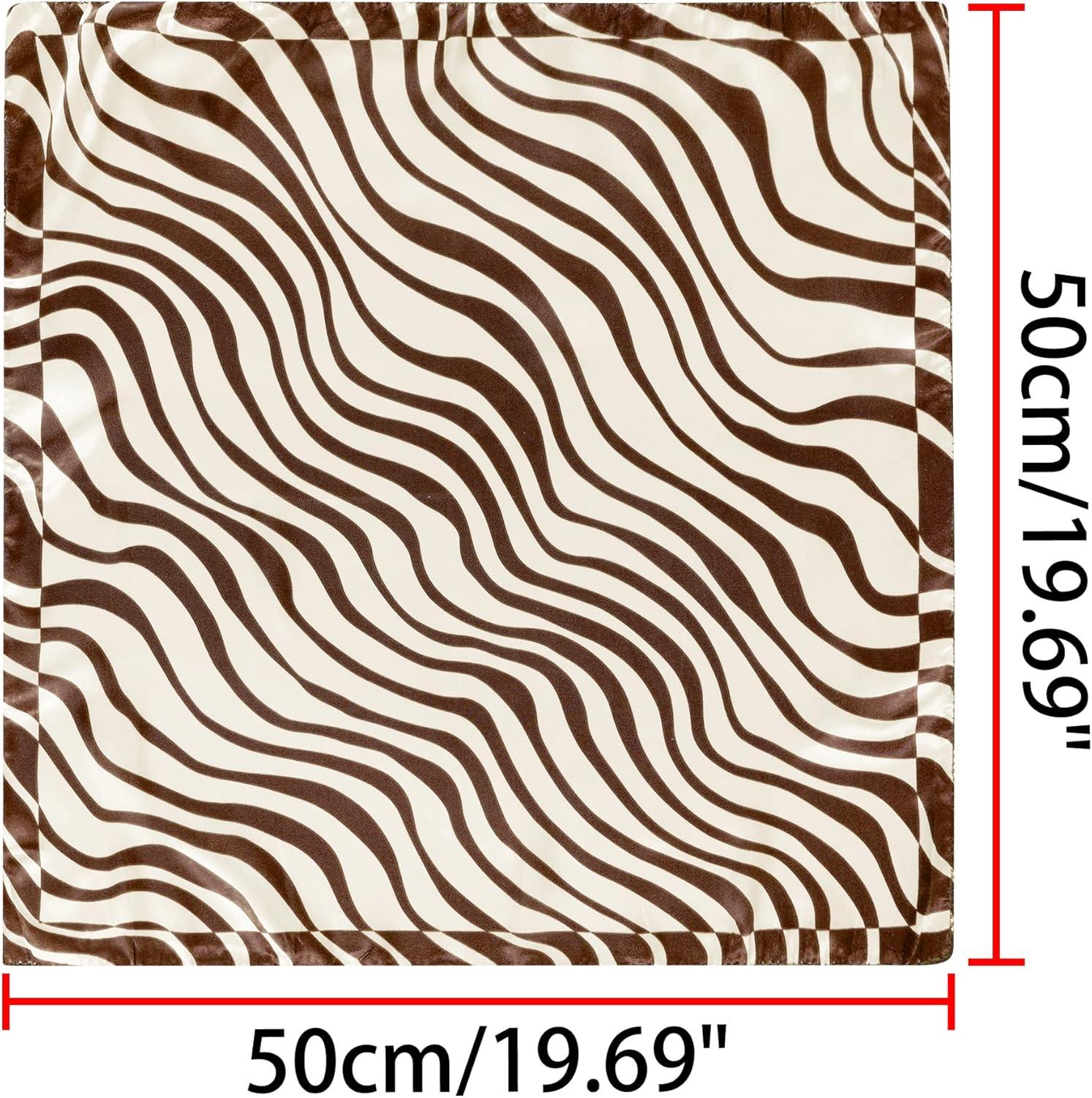 imageuxcell Women Small Square Scarf Scarves Leopard Printed Striped Polka Dots Pattern Kerchief NeckerchiefBrown Beige