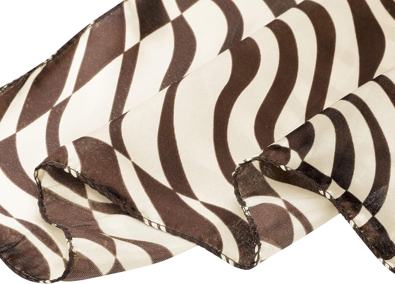 imageuxcell Women Small Square Scarf Scarves Leopard Printed Striped Polka Dots Pattern Kerchief NeckerchiefBrown Beige