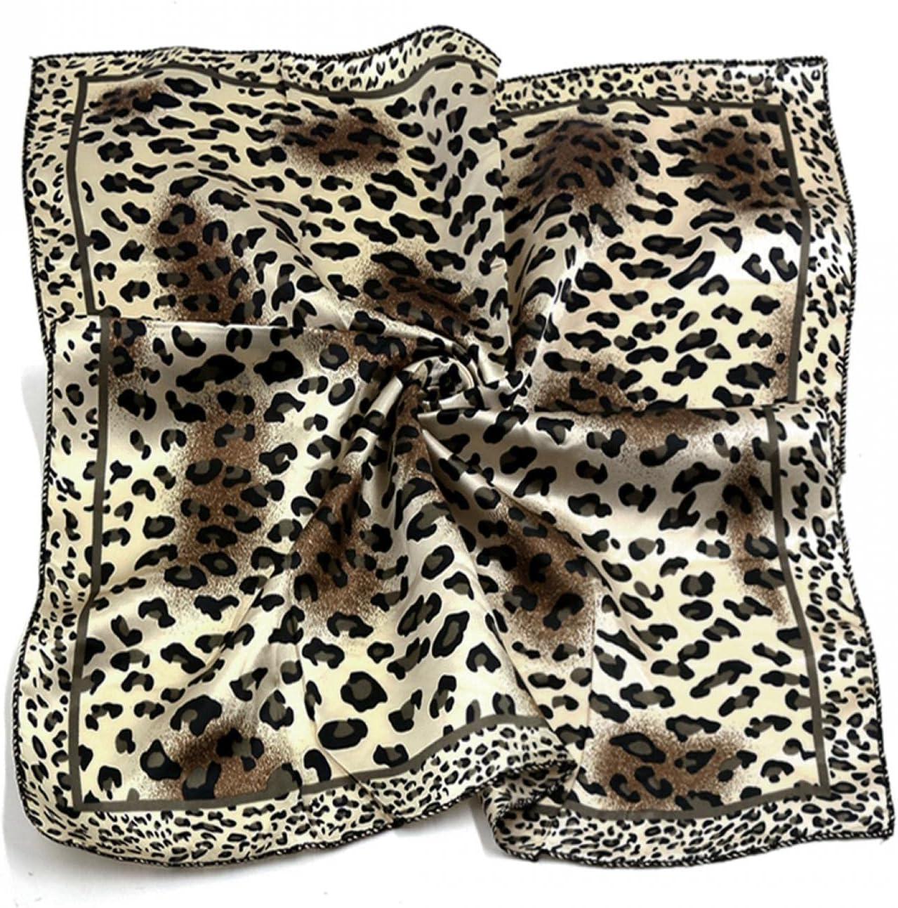 imageuxcell Women Small Square Scarf Scarves Leopard Printed Striped Polka Dots Pattern Kerchief NeckerchiefGold Leopard