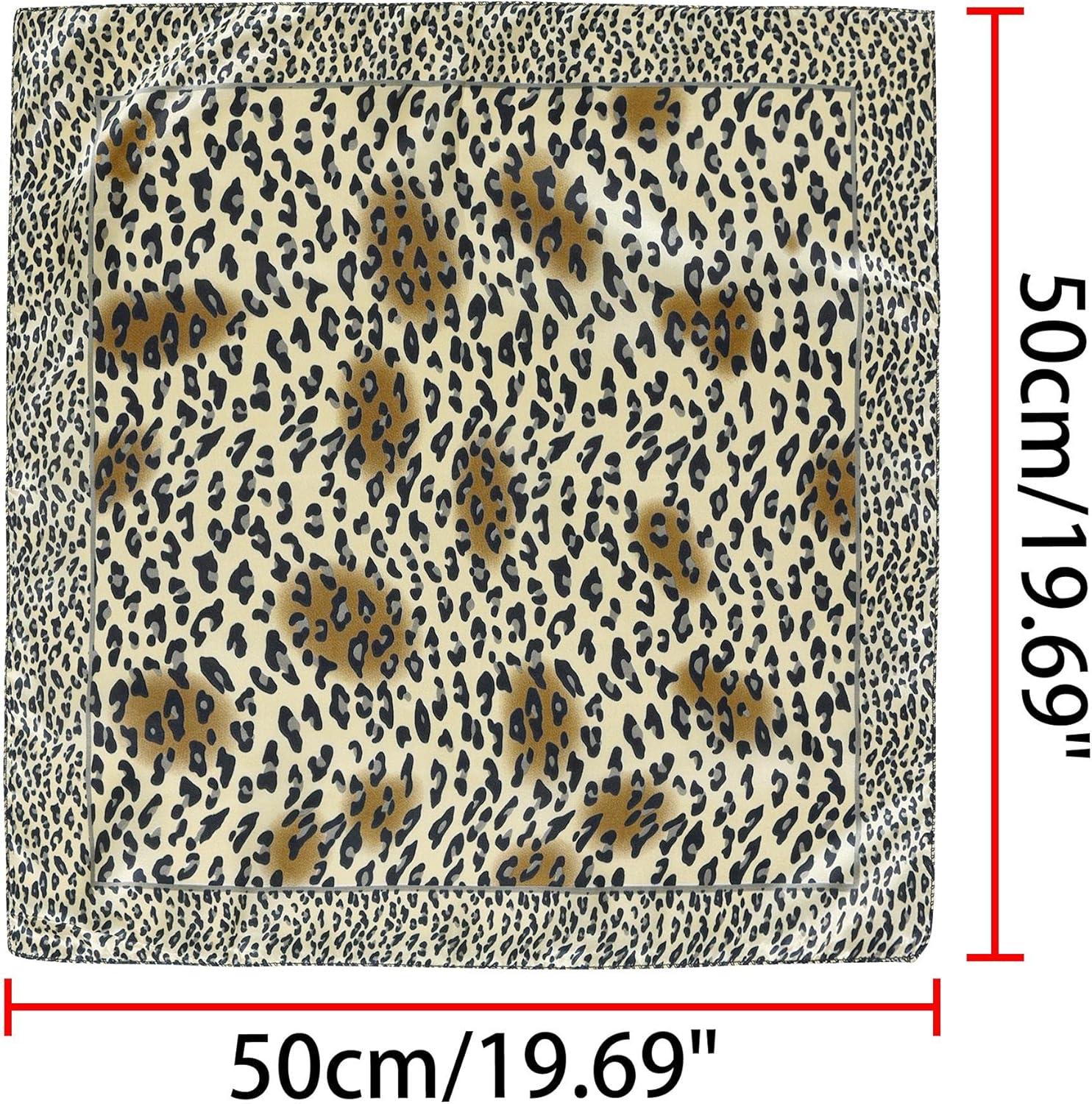 imageuxcell Women Small Square Scarf Scarves Leopard Printed Striped Polka Dots Pattern Kerchief NeckerchiefGold Leopard