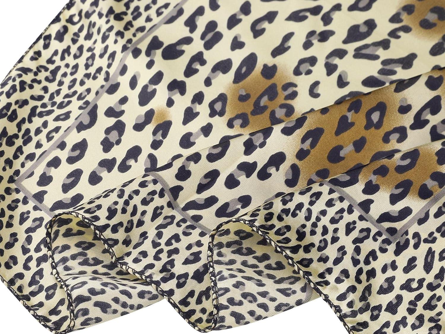 imageuxcell Women Small Square Scarf Scarves Leopard Printed Striped Polka Dots Pattern Kerchief NeckerchiefGold Leopard